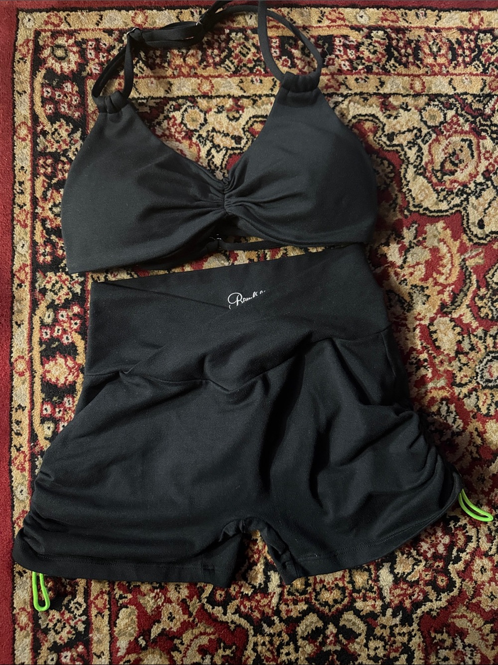 Bombshell sportswear Halter Bralette & toggle Shorts Set both XS